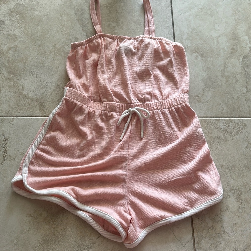 Art Class romper size 7-8 pink and white